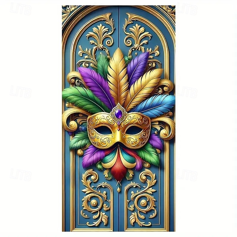 Carnival Mardi Gras Door Decorations Door Covers Mask Door Tapestry Door Curtain Decoration Backdrop Indoor/Outdoor Door Banner for Front Door Farmhouse3
