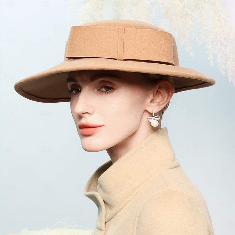 Hats 100% Wool Bowler / Cloche Hat Wedding Tea Party Elegant Wedding With Bowknot Headpiece Headwear2
