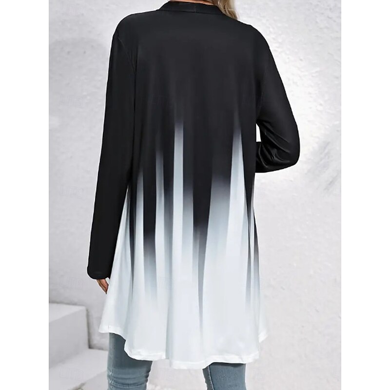 Women's Shacket Breathable Comfortable Patchwork Fashion Color Gradient Outdoor Street Long Crewneck Regular Fit Long Sleeve Outerwear Black Purple Green Spring Fall4