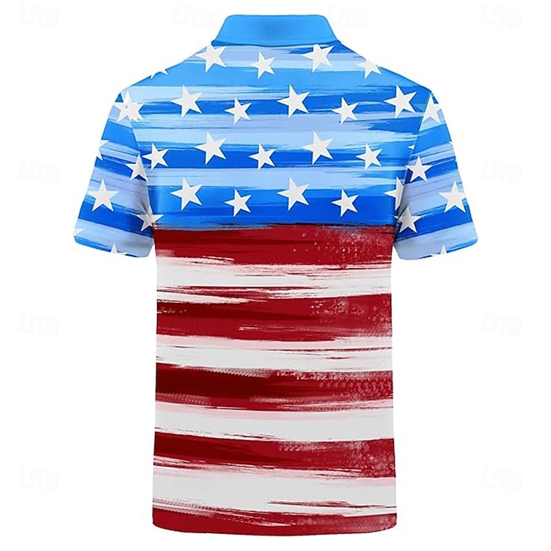 Men's Star Polo Short Sleeve Polo Shirts Collared Shirts Casual School Outdoor Daily Wear Home Wear 3D Print Summer Spring Fall Blue2