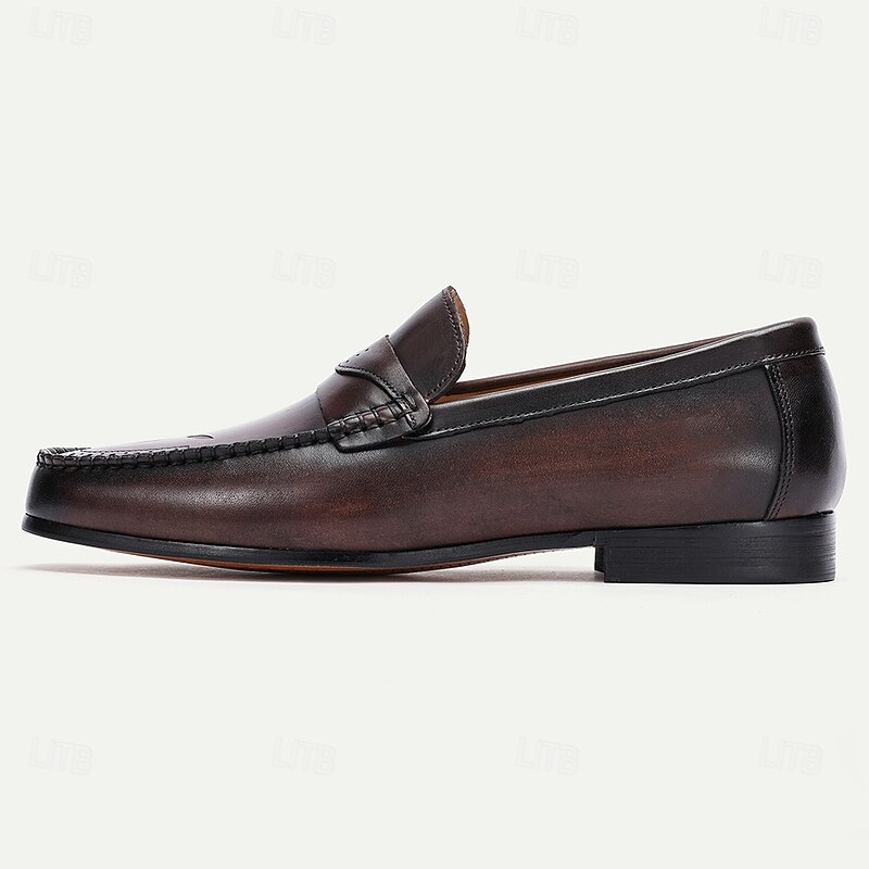 Stylish Brown Leather Loafers with Stitching Detail for Men | Perfect for Casual and Business Casual4