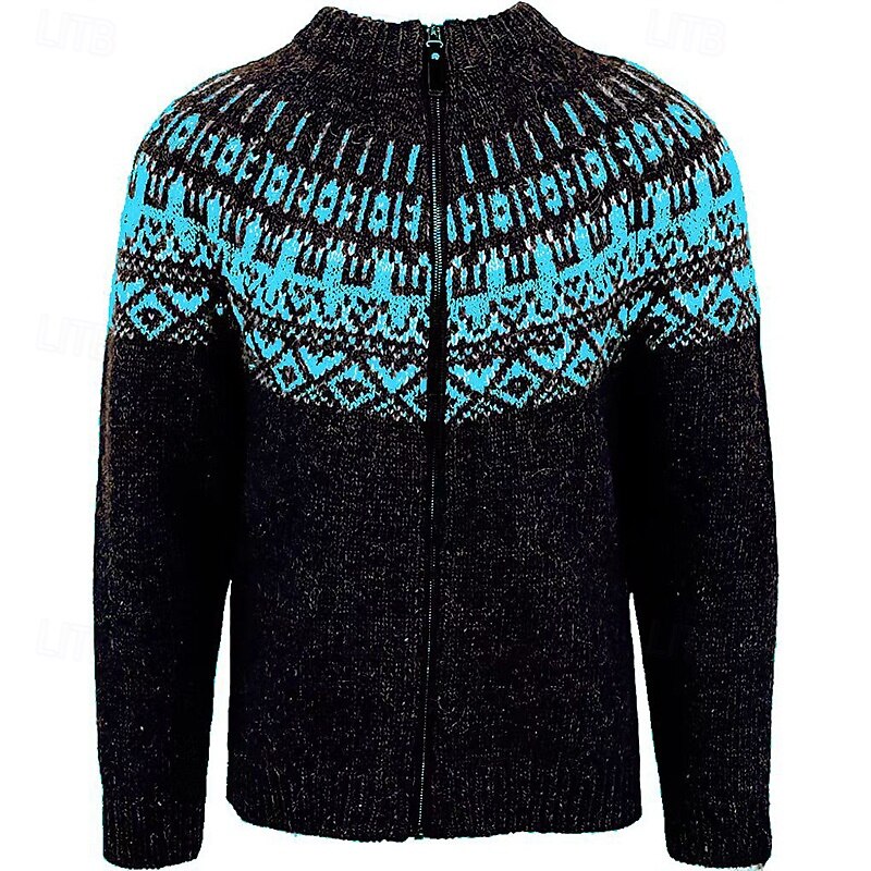 Men's Cardigan Sweater Cropped  Sweater Zip Sweater Knit Sweater Ribbed Knit Regular Tops Patchwork Pocket Color Block Stand Collar Fashion Classic Vacation Daily Wear Clothing Apparel Fall & Winter3