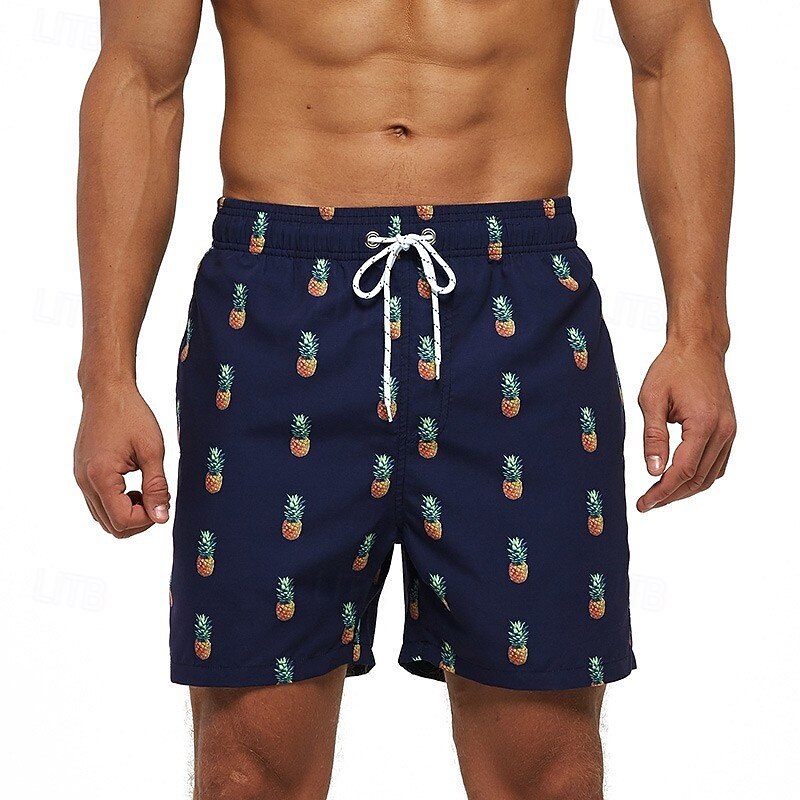 Men's Swim Trunks Swim Shorts Board Shorts Bathing Suit Drawstring with Pockets Swimming Surfing Beach Water Sports Fruit Summer Spring2