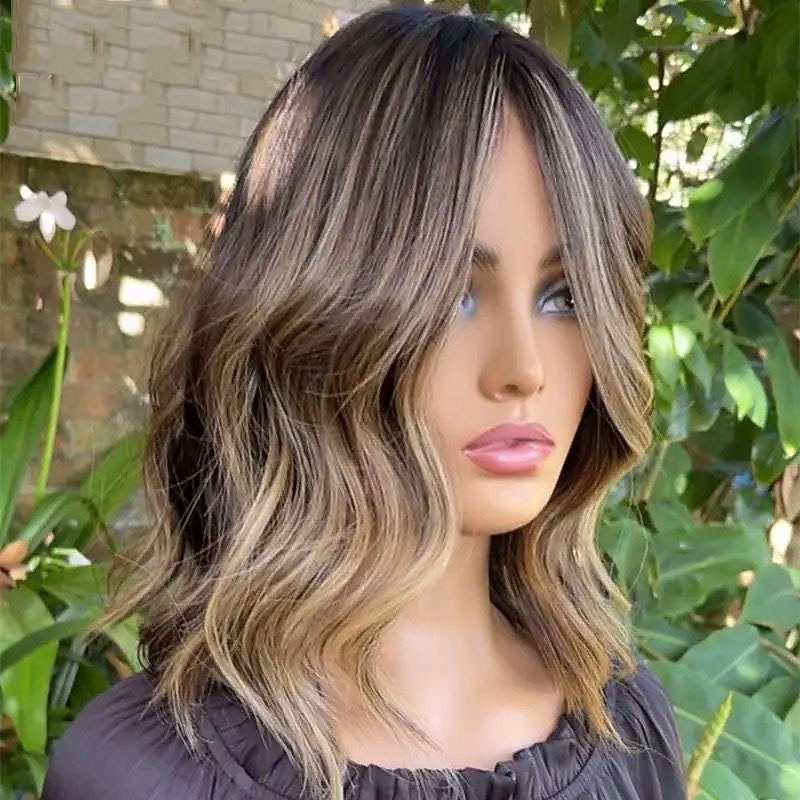 Remy Human Hair 5x5 Closure 13x4 Lace Front Wig Short Bob Brazilian Hair Wavy Multi-color Wig 130% 150% Density Ombre Hair Highlighted / Balayage Hair Natural Hairline Glueless Pre-Plucked For Women2