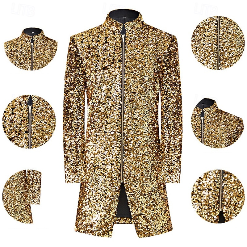 Disco 1980s Coat Disco Sequins Fancy Dress Men's Halloween Masquerade Party Club Pride Parade Adults' Coat Fall & Winter4