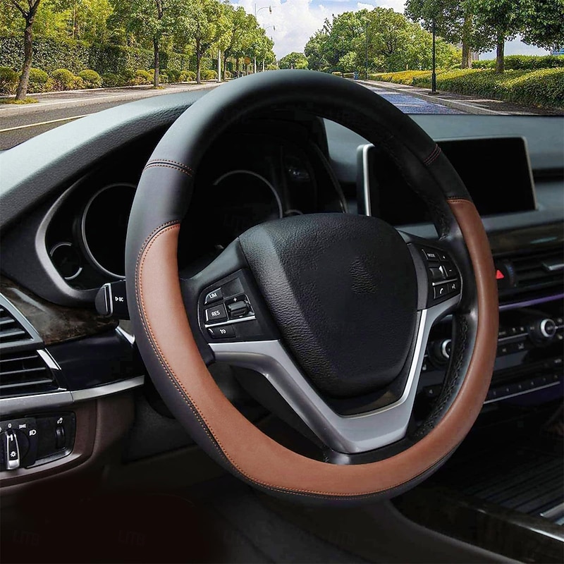 Microfiber Leather Steering Wheel Covers Universal 38cm Auto Car White Steering Wheel Covers