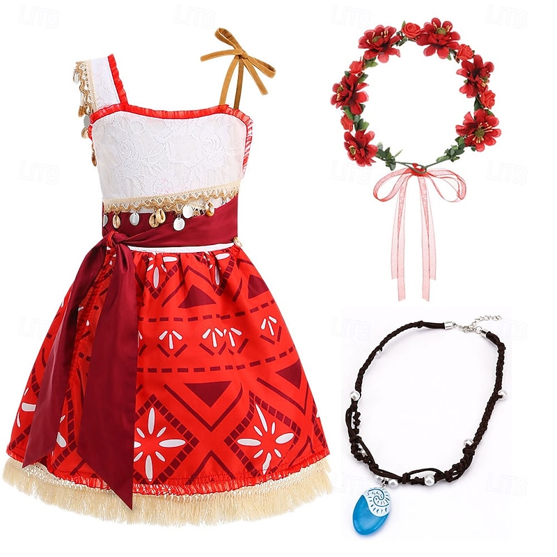 Moana Princess Moana Dress Necklace Costume Movie TV Theme Costumes Movie Cosplay for Girls' Kid's Carnival Children's Day World Book Day Party Birthday Beach