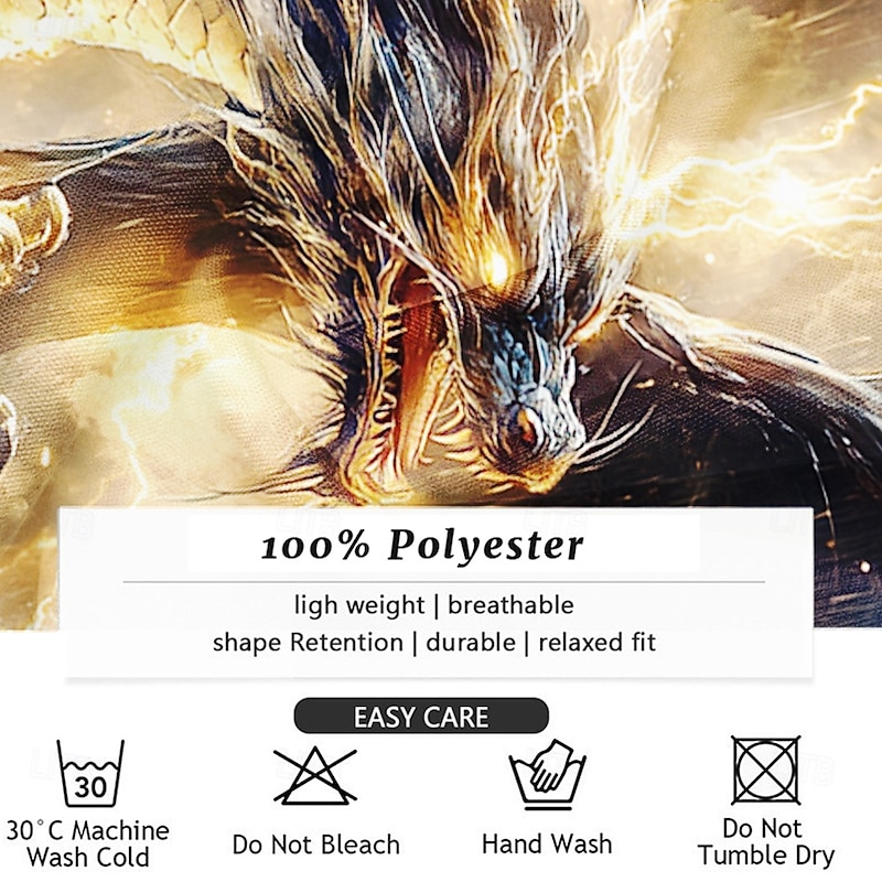 Men's Dragon Collared Shirt Button Up Shirt Long Sleeve Dark Causal Casual Spring Fall Turndown Button Up Yellow3