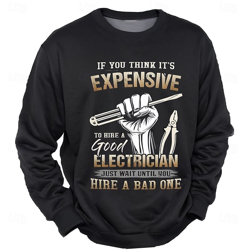 Men's Funny Electrician Sweatshirt - 'Good Electrician vs. Bad One' Work Humor Long Sleeve2