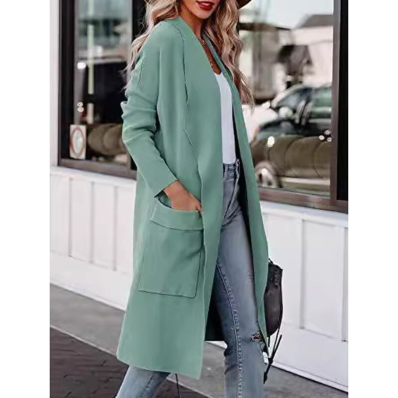 Women's Dressy Dusters Dressy Jackets Casual Jacket Outdoor Dailywear Fall Winter Regular Coat Regular Fit Windproof Warm Comfortable Breathable Fashion Jacket Long Sleeve Solid Color Pocket Blue2