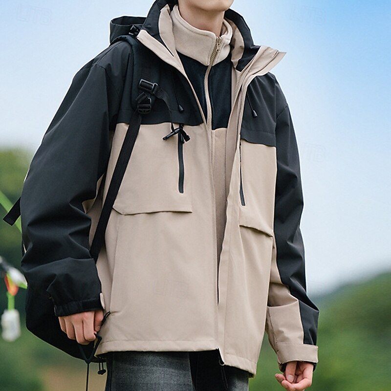 Women's Softshell Jacket Hiking Jacket Winter Outdoor Color Block Thermal Warm Windproof Water Resistant 3-in-1 Jacket Winter Jacket Fleece Jackets Traveling Black Ivory Pink Red Orange2