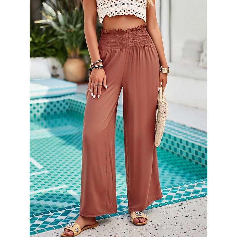 Women's Chinos Leggings Fashion Streetwear Full Length High Waist Plain Pocket Elastic Waistband Comfy Soft Comfortable Micro-elastic Outdoor Street Army Green Brown Summer Spring Regular Fit2