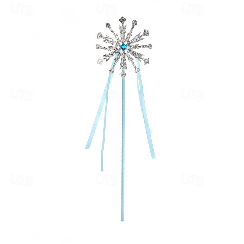 2 Pieces Kids Girls' Princess Dress Up Set Princess Costume Scepter Crown Sweet Party Birthday Snowflake Blue Light Blue3