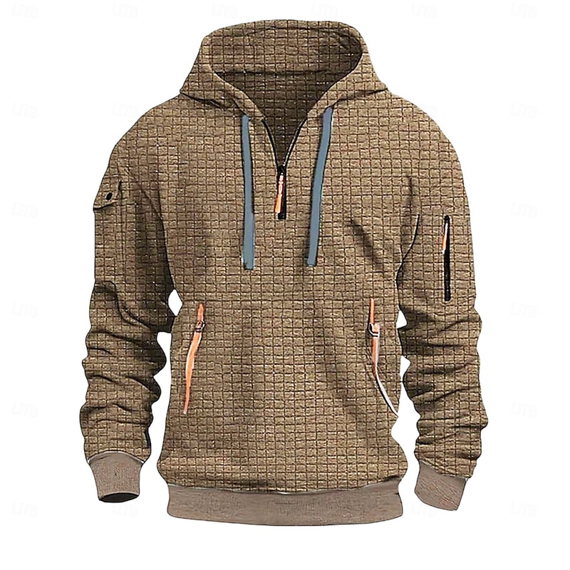 Men's Waffle Hoodies Hoodie Black Navy Blue Green Khaki Light Grey Hooded Plain Pocket Sports & Outdoor Daily Holiday Streetwear Cool Casual Spring &  Fall Clothing Apparel Hoodies Sweatshirts2