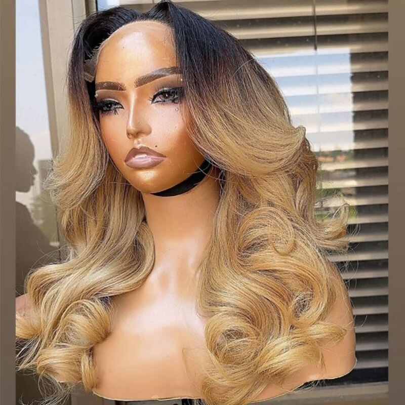 Unprocessed Virgin Hair 5x5 Closure 13x4 Lace Front Wig Free Part Brazilian Hair Wavy Blonde Multi-color Wig 130% 150% Density Ombre Hair Natural Hairline 100% Virgin Glueless Pre-Plucked For Women3