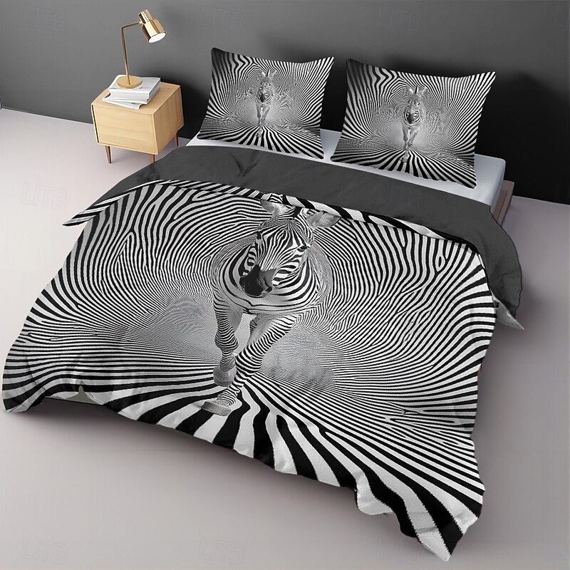 3D Animal 100 Cotton Duvet Cover Set Hotel Bedding Sets Comforter Cover with Soft Lightweight Microfiber,1 Duvet Cover, 2 Pillowcases for Double/Queen/King(1 Pillowcase for Twin/Single) coverlet3