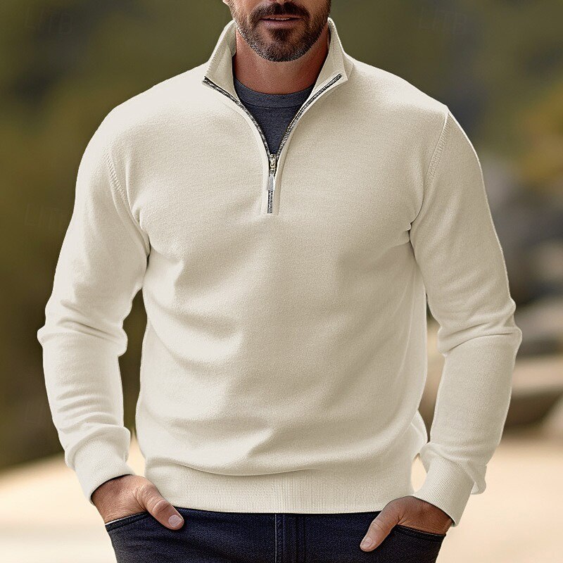 Men's Sweater Pullover Sweater Jumper Dress Sweater Knit Sweater Jumper Ribbed Knit Regular Half Zip Slim Fit Plain Stand Collar Basic Modern Contemporary Work Daily Wear Clothing Apparel Winter2