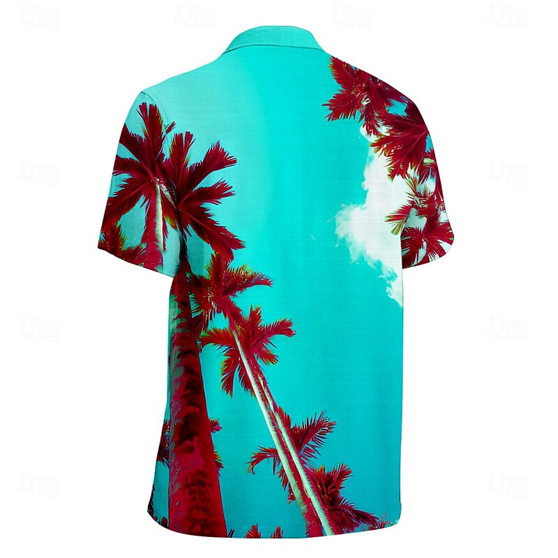 Men's Trees / Leaves Summer Hawaiian Shirt Aloha Shirt Short Sleeve Hawaiian Resort Vacation Causal Casual Summer Spring Turndown Button Up Green2