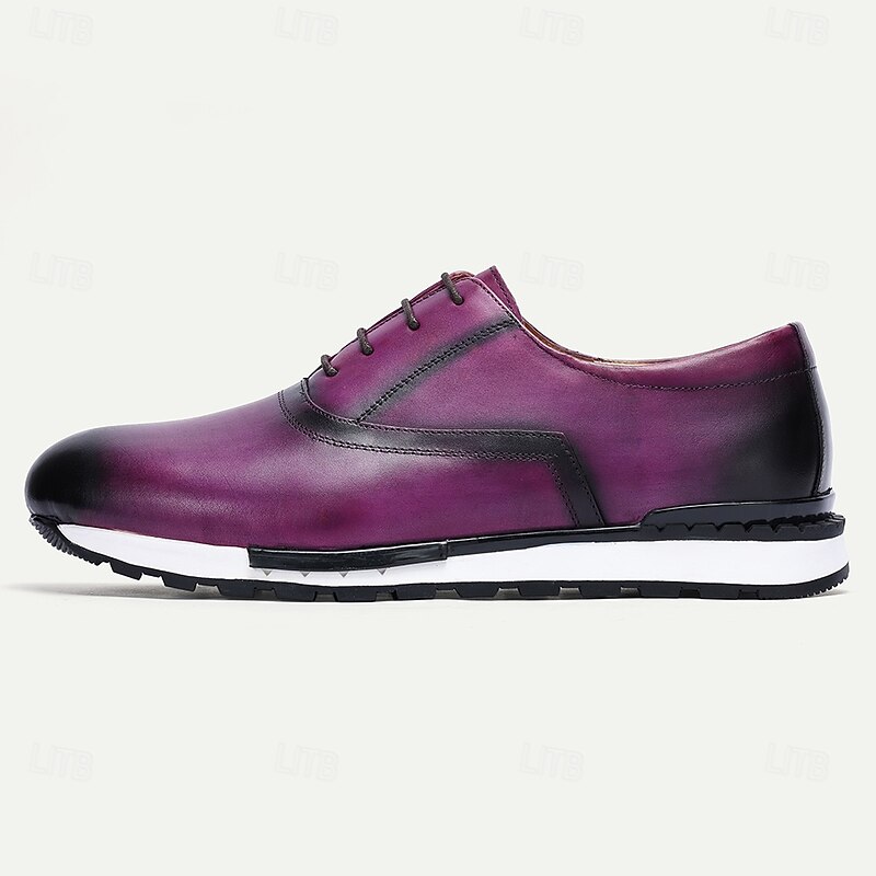 Purple Leather Sneakers with Lace-Up Closure for Men | Versatile for Casual and Business Casual4