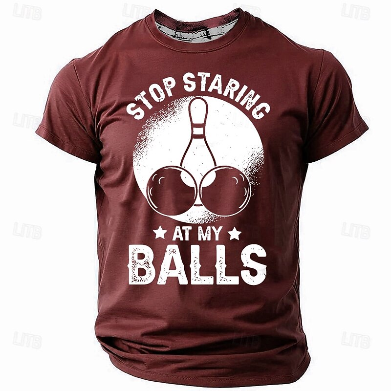 Men's Adult Humor Funny Bowling Ball T Shirt Short Sleeve T shirt 3D Print Crew Neck Shirt Fashion Daily Street Daily Black Red Blue Summer Spring Clothing Apparel S M L XL XXL XXXL2