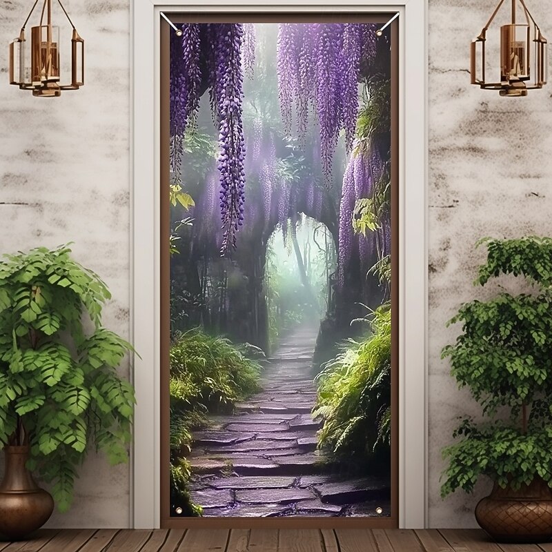 Door Decorations Door Covers Wisterias Door Tapestry Door Curtain Decoration Backdrop Indoor/Outdoor Door Banner for Front Door Farmhouse
