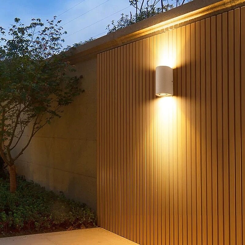 Villa Courtyard Wall Lighting Outdoor Aisle Lamp Cylindrical Shape Outdoor Wall Lamp Black/White Double Head Spotlight Exterior Wall Hotel Cement Wall Sconces 110-240V 10W2