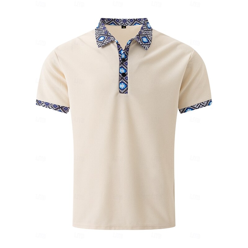 Men's Golf Shirt Waffle Knit Polo Shirt Business Active Classic Short Sleeve Fashion Modern Solid Color Buttons Summer Spring Regular Fit Black White Royal Blue Beige Gray Golf Shirt2