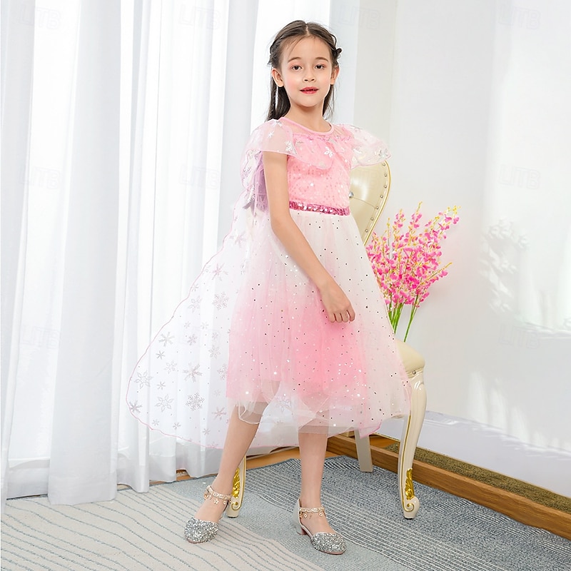 Frozen Princess Elsa Dress Flower Girl Dress Tulle Dresses Carnival Costume Movie TV Theme Costumes Movie Cosplay for Girls' Kid's Halloween Carnival Mardi Gras Performance Party Stage4