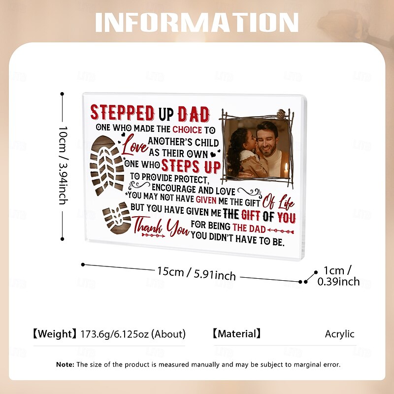 Personalized Acrylic Photo Plaque Custom Best Gift for Dad, Table Decor for Father's Day, Wedding, Anniversary, Date Night, Birthday, Living Room2