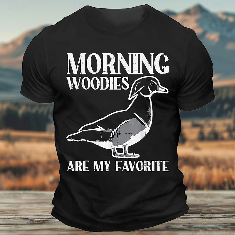 Men's Bird Funny Hunting T Shirt Tee Top 100% Cotton Short Sleeve Graphic Shirt Black White Army Green Comfortable Tee Street Sports Outdoor Fashion Designer Clothing