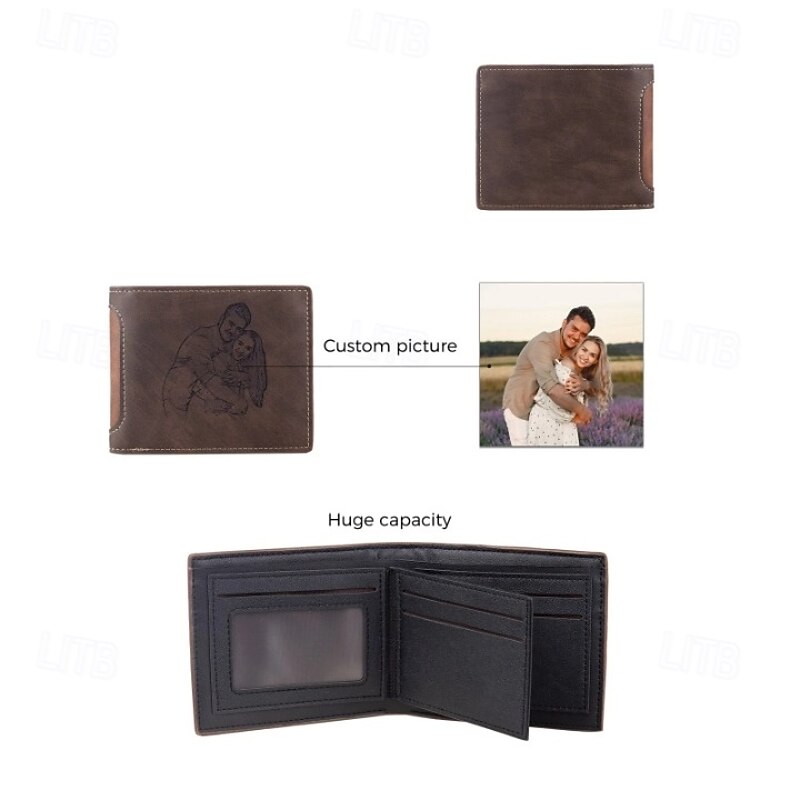 Personalized Photo Engraved Leather Wallet Custom Best Gift for Dad, Bifold Wallet for Men, Husband, Son, Father's Day, Birthday, Christmas4