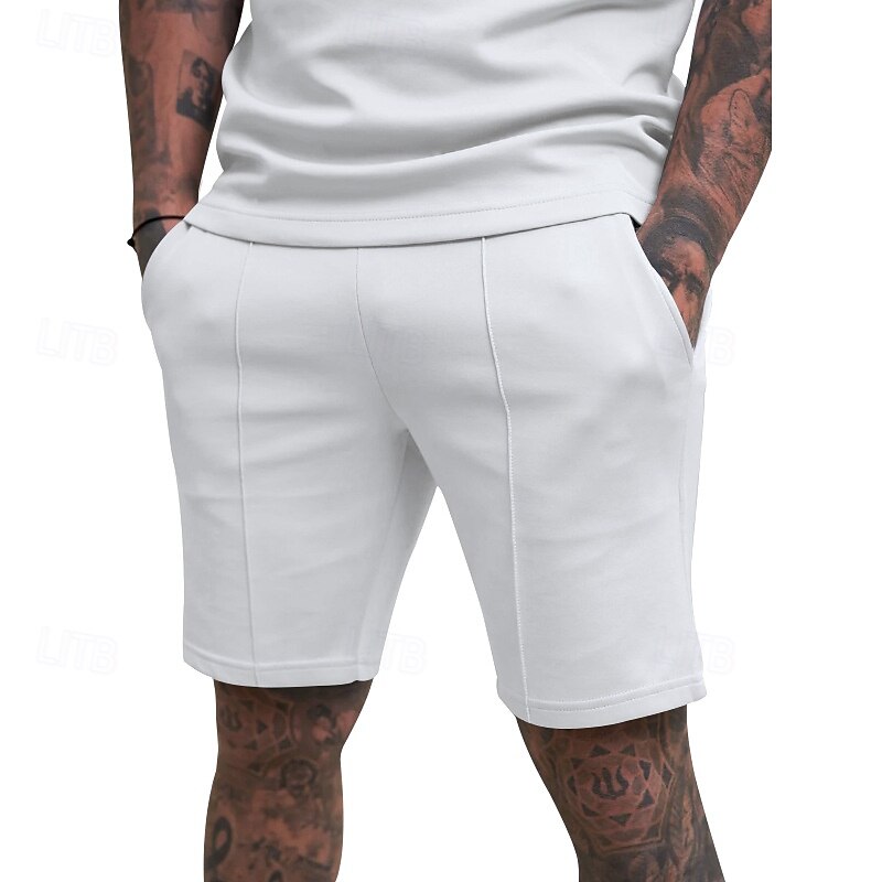Men's Sweat Shorts Shorts Summer Shorts Bermuda shorts Drawstring Elastic Waist Plain Comfort Breathable Short Daily Running Gym Sports Athleisure Black White Micro-elastic4