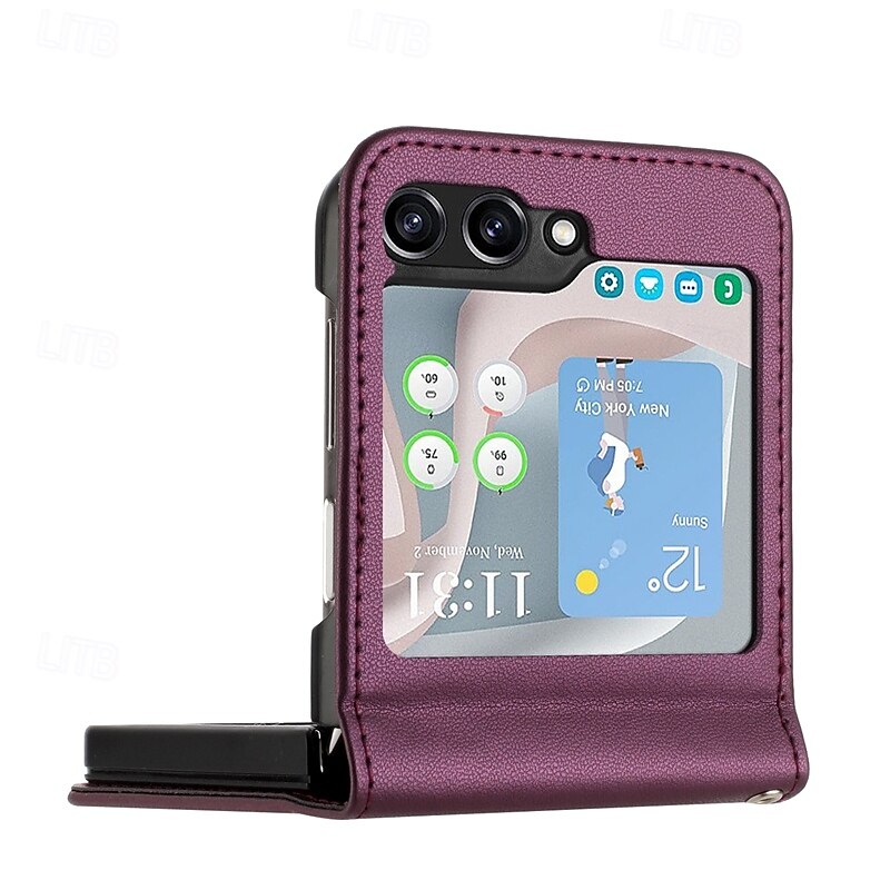 Phone Case For Samsung Galaxy Z Flip 6 Z Flip 5 Z Flip 4 Z Flip 3 Back Cover Shockproof Retro TPU PU Leather3