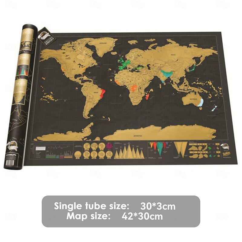 Map World Edition Large Black Gold Style Scratchable Travel Map Hanging Picture Luxury World Map Designed for Travelers2