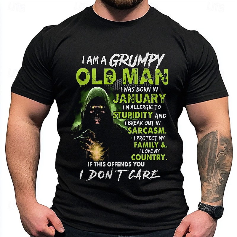 Men's Motorcycle Short Sleeve Graphic T-Shirt - Never Underestimate Old Man Born in May Biker Tee