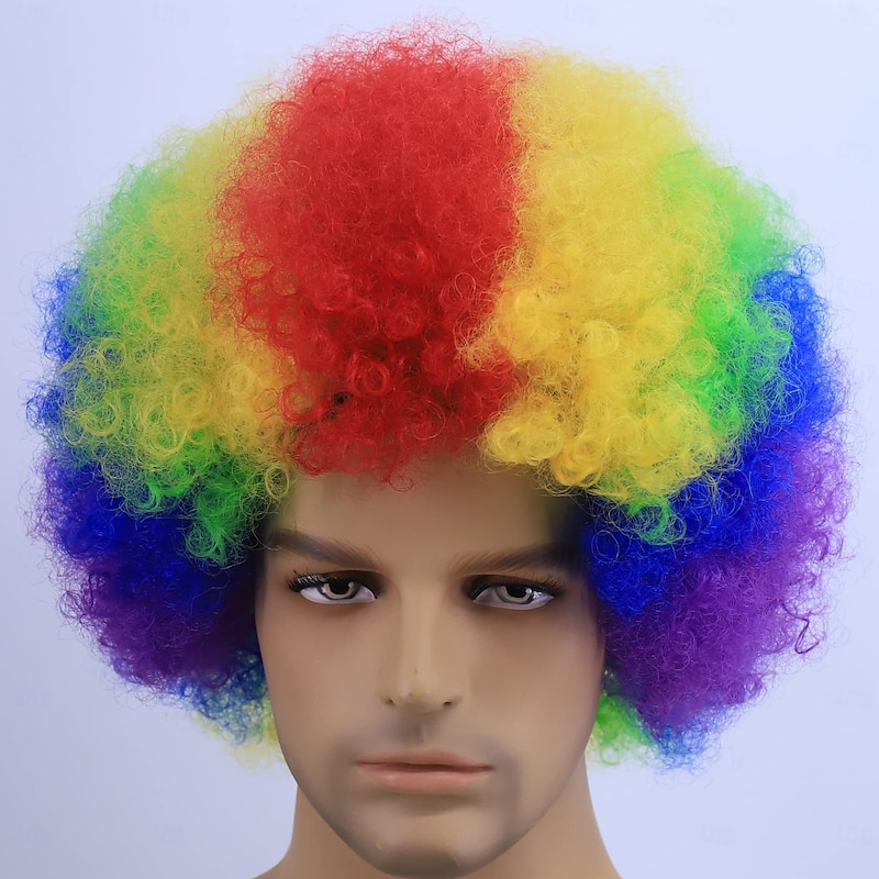 Rainbow Curly Costume Party Wig, Multicolor For Carnival2