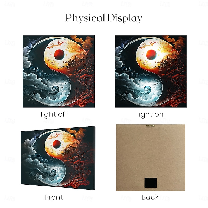 Taiji Zen Yinyang LED Canvas Wall Art LED Lighted Up Wall Decor 2AA Battery Operated Lighted Canvas Print LED Light Kitchen Bedroom or Home Decor4