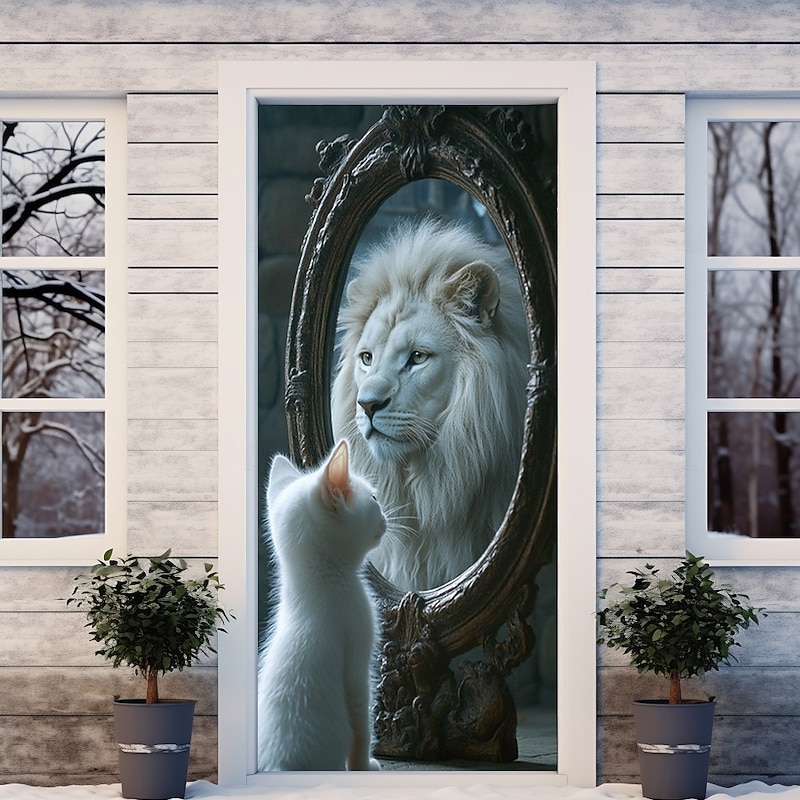 Animal Door Decorations Door Covers Aspiring Cat Door Tapestry Door Curtain Decoration Backdrop Indoor/Outdoor Door Banner for Front Door Farmhouse4