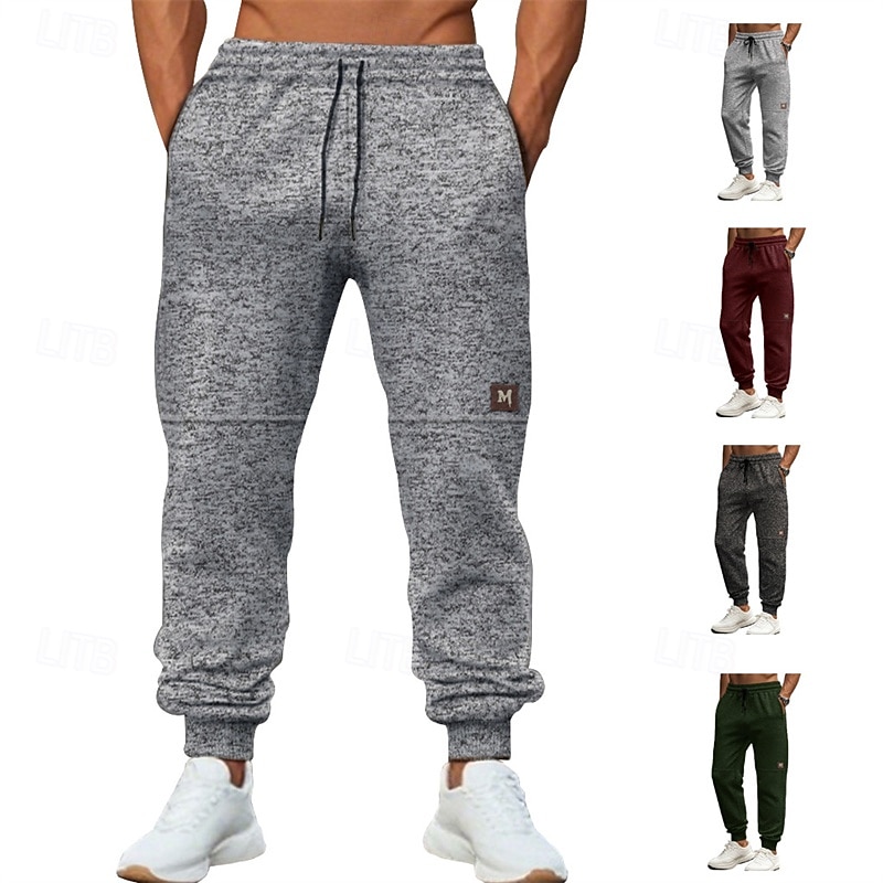 Men's Athletic Pants Sweatpants Joggers Trousers Pocket Drawstring Elastic Waist Plain Comfort Sports Outdoor Daily Fashion Casual ArmyGreen Wine Micro-elastic
