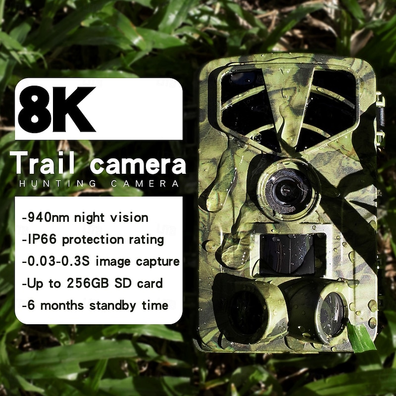 PR906 8K 60MP Digital Hunting Trail Camera Wildlife Camera With Night Vision Motion Activated Outdoor Trigger Camera3