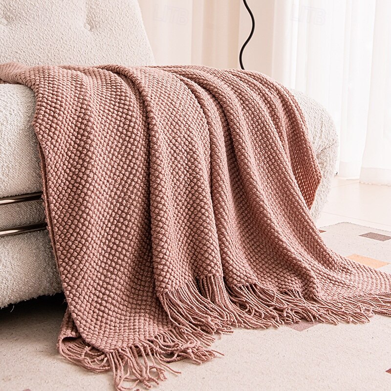 1pc Nordic Style Throw BlanketT With Tassel To My Mother From Son Throw Blanket, Warm Cozy Soft Blanket For Couch Bed Sofa Office Camping3