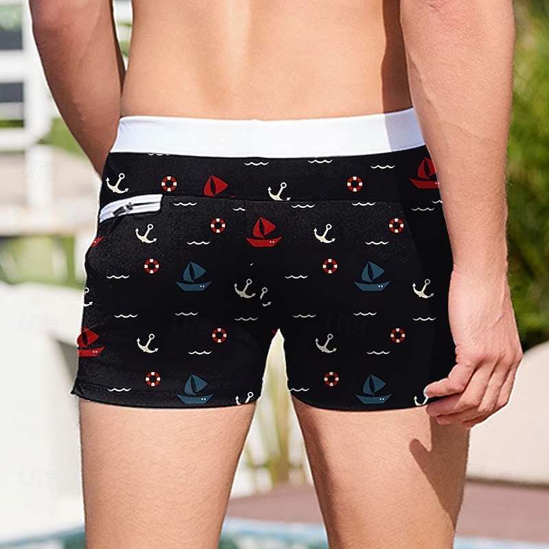 Men's Nautical Anchor Swim Trunks Swim Shorts Board Shorts Mid Waist Fashion Designer Surfing Holiday Beach Drawstring Pocket Elastic Waist Designer Clothing Apparel3