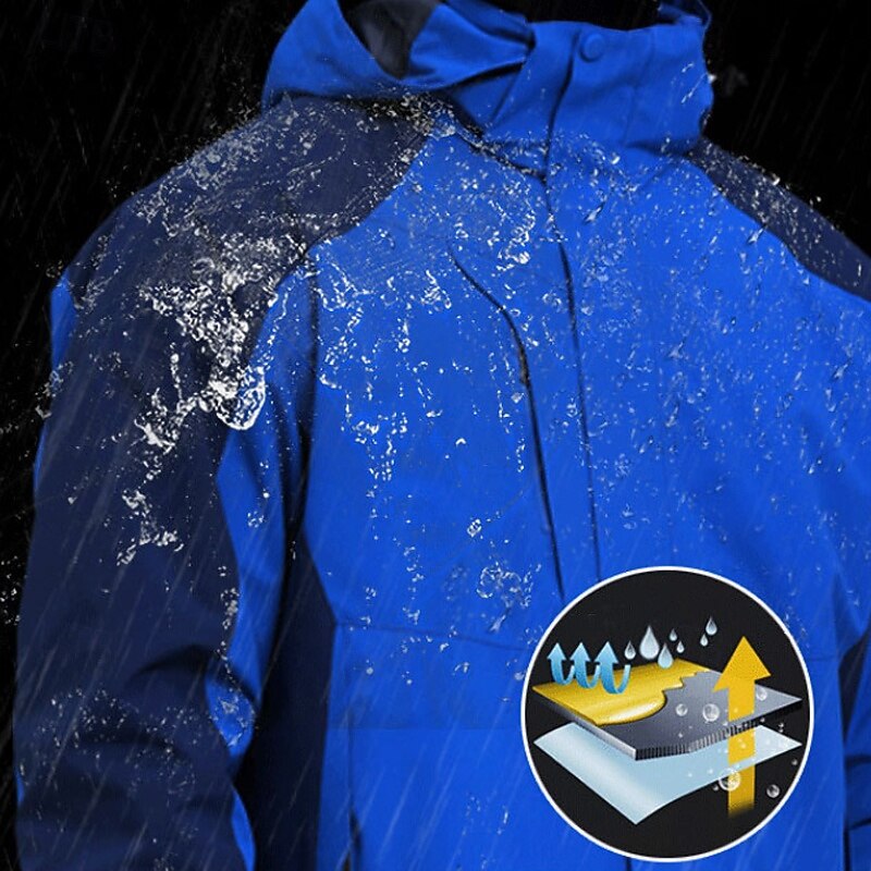 Men's Softshell Jacket Hiking Jacket Winter Outdoor Color Block Windproof Water Resistant 3-in-1 Jacket Fleece Jackets Windbreaker Jacket Traveling Black Red Navy Blue Royal Blue Blue3