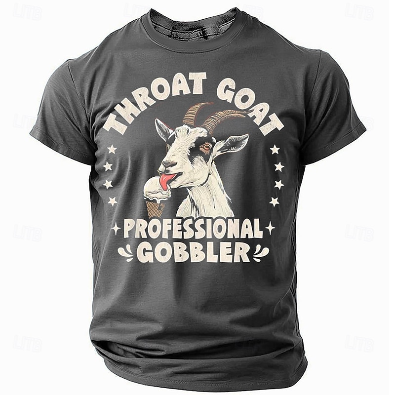 Mens Short Sleeve Graphic T-Shirt - Funny Throat Goat Professional Gobbler Pun Design2