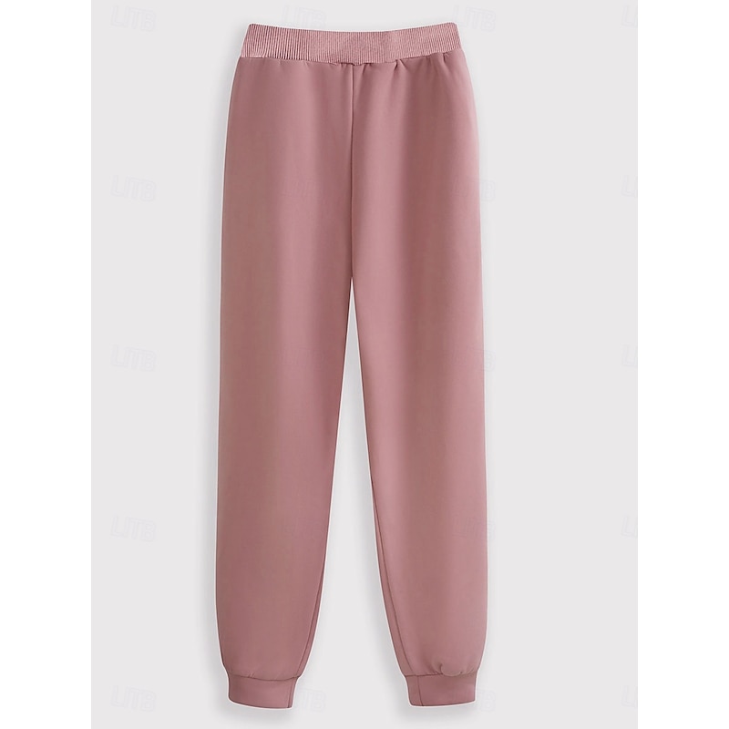 Women's Pajamas Set Fleece Lined 2 Sweatshirt Tracksuits Pieces Fleece Lined Sweatsuits Top and Pant Letter Warm Comfort Soft Home Daily Bed Warm Breathable Crew Neck Pullover Pant Elastic Waist Fall3