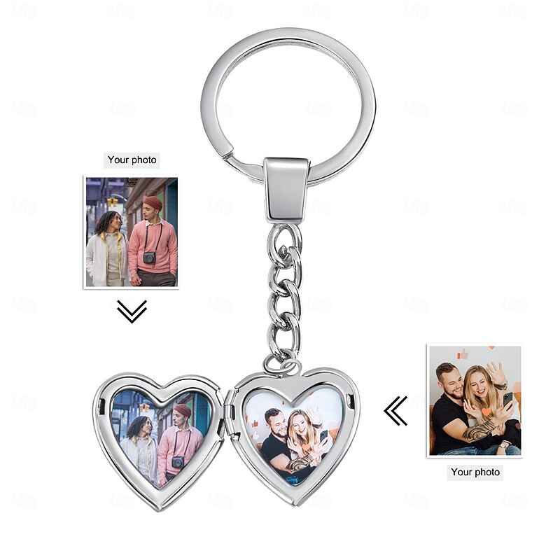 Personalized Photo Keychain Custom Best Gift for Mom – Custom Wedding Gift for Couple, Silver Heart Pendant, Perfect for Christmas, Weddings, Mother's Day, Lovers2