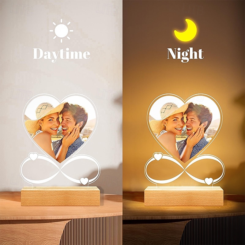 Personalized Light Up Photo Frame Heart Shaped Valentines Night Lamp USB Powered Perfect for Valentine's Day Lovers Anniversary Gifts Birthday Boyfriends and Girlfriends3