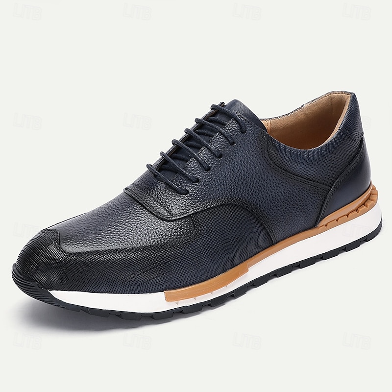 Men's Premium Cowhide Leather Sneakers with Contrasting Sole – Stylish Casual and Sporty Footwear for Everyday Wear3