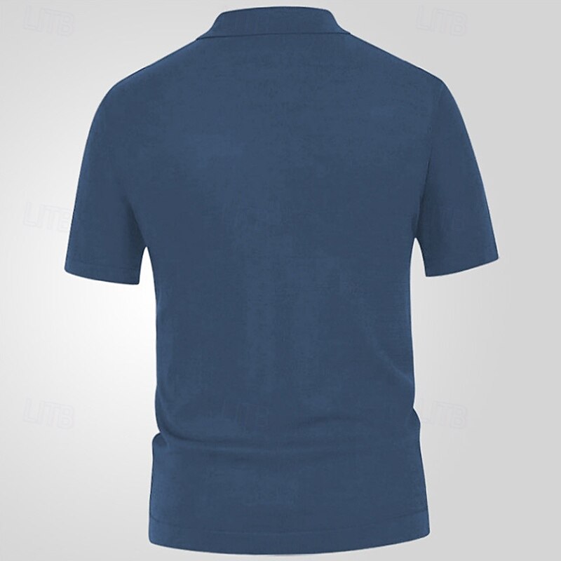 Men's Button Up Polos Golf Shirt Casual Sports Lapel Short Sleeve Fashion Basic Color Block Patchwork Buttons Summer Black Navy Blue Brown Button Up Polos3