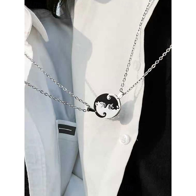 Necklace Stainless Steel Women's Fashion Cute Two tone Animal Lovely Round Heart Shape Necklace For Valentine's Day Birthday Gift3